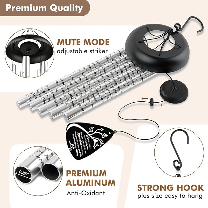 Fabuday Memorial Gifts Wind Chimes - Sympathy Gift for Loss of Dad Mother, Windchimes in Memory of a Loved One for Bereavement Condolence Grief Funeral Condolences Remembrance Grieving, Cardinal