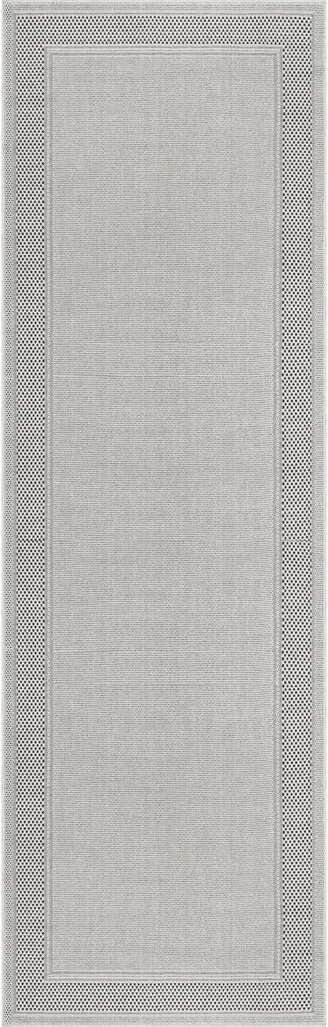 CAMILSON Easy Jute Rug 2x7, Indoor and Outdoor Off-White Runner Rug for Kitchen, Hallway and Entryway, Bordered Boho Woven Design, Easy-Cleaning, Washable Outside Carpet (2 x 7)