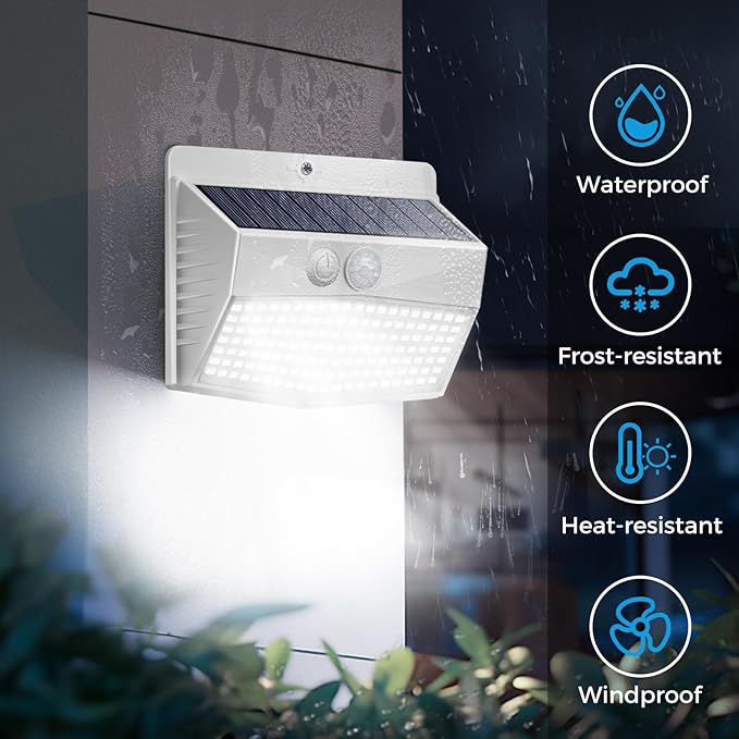 Peasur Solar Outdoor Lights, [8 Packs] Motion Sensor Security Lights with 3 Lighting Modes Wall Lights Waterproof Solar Powered Lights for Garden Yard,White