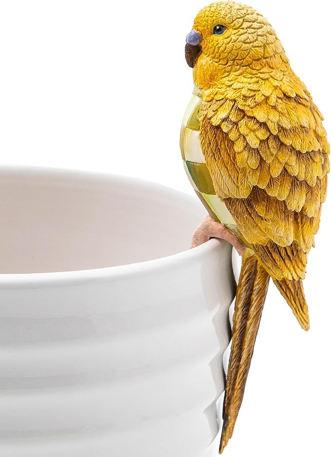 MACKENZIE-CHILDS Pot Climber, Decorative Indoor and Outdoor Planter Hanging Decor, Chartreuse Parakeet
