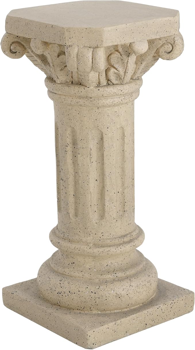 Christopher Knight Home Jorine 26.25"H Plant Stand, Lightweight Concrete Plant Stand, Pedestal Column Side Table, Indoor Outdoor Plants Standing for Entryway Garden Yard Home, No Assemly Needed, Sand