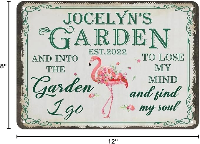 Customize Metal Signs with Name Garden Sign Personalized Waterproof Vintage Decorative Metal Print for Wall Decor Home Garden Ideas Gifts Made in USA
