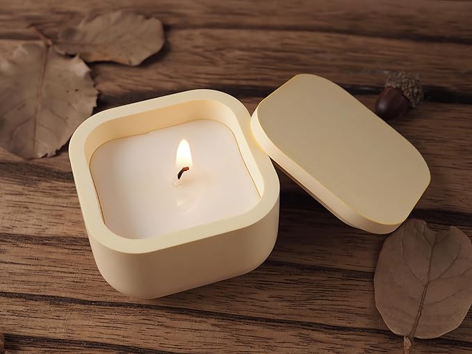 2 Pack Round Square Storage Jar Mold with Lids for Home Decor, Candle Holder Molds, Flower Pot Vase Concrete, DIY Plaster Cast Cement Rings Jewelry Storage Box Mold