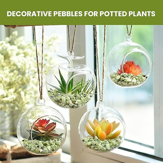 3/8 Inch Polished Decorative Pebbles, River Rocks for Indoor Plants, Planters, Vases, Aquarium Gravel & Landscaping, Jade, 3LB