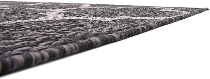 Unique Loom Outdoor Trellis Collection Area Rug (7' 1" x 10' Rectangle, Black/ Ivory)