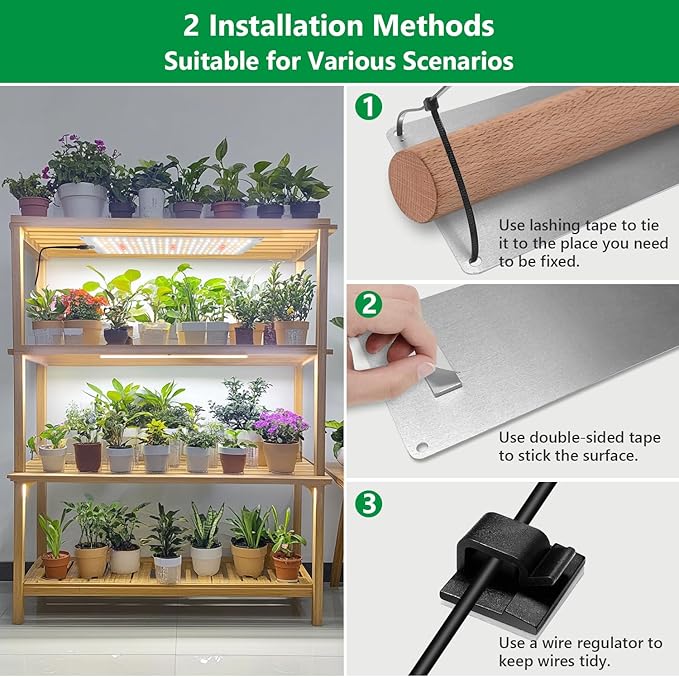 Grow Light, 1104 LED Full Spectrum Plant Lights for Indoor Growing Plants, Grow Lamp for Seed Starting (4 Panel/2 Pack) with UL Adapter, 6/12/16H Timer, 3 Light Modes, 5 Dimmable