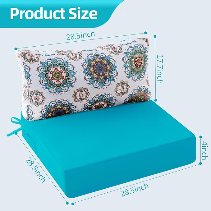 Outdoor Cushions for Patio Furniture, Outdoor Seat and Back Cushion, Waterproof Hampton Bay Deep Seat Replacement Couch Cushions for Lawn Garden, 28.5x28.5 Inch