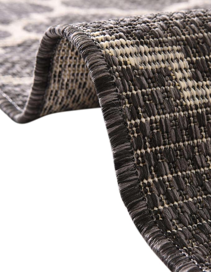 Unique Loom Outdoor Trellis Collection Area Rug - Trellis (Round 13' 0" x 13' 0", Black/ Ivory)