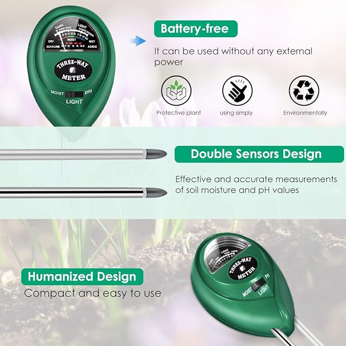 Moisture Meter for House Plants, Soil PH Meter Indoor & Outdoor, Soil Moisture Meter for Plant, Soil Test Kit Plant Water Meter for Garden