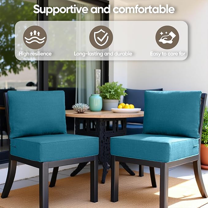 Outdoor Cushion Set for Furniture patio furniture,UV Resistant,Waterproof outdoor cushion set - 6 Inch thick foam garden cushions– 24x24 Inch Patio Seat Covers for Chair/Sofa/Couch | Turquoise | 1-pcs