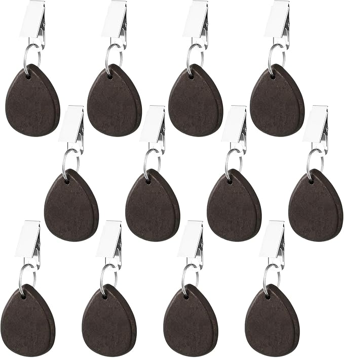12 Pcs Tablecloth Weights Pendant Teardrop Shape Table Cover Weights with Metal Clips for Outdoor Picnic Garden Patio Party Camping Dinner Table Cover Decoration (Black)