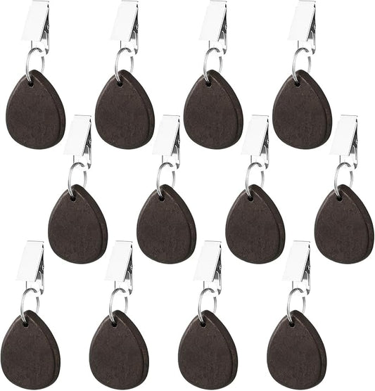 12 Pcs Tablecloth Weights Pendant Teardrop Shape Table Cover Weights with Metal Clips for Outdoor Picnic Garden Patio Party Camping Dinner Table Cover Decoration (Black)