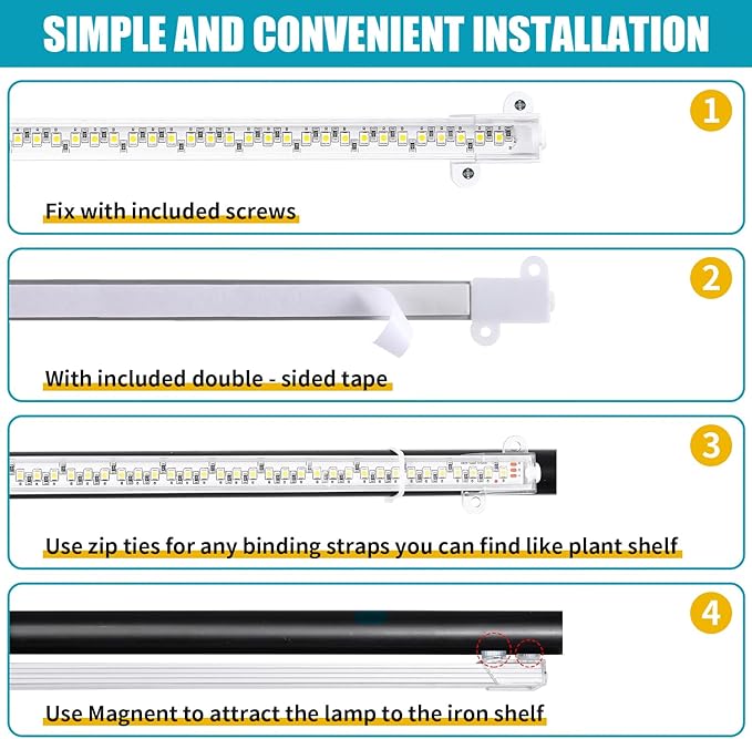 3 Head LED Grow Light Strips for Indoor Plants Full Spectrum 3500K, 144 LEDs Plant Light Bar with 3/9/12H Timer, 10 Dimmable Levels for Seedling Succulent, 13 Inches