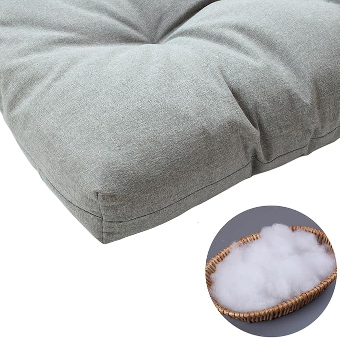 FUNHOME Outdoor Bench Cushion 42 x18 inch with Non-Slip Grips,Water Resistant Porch Swing Cushion,Bench Pillow Pads,Tufted Cushions for Patio Garden Furniture,42" Seat Cushions(Light Gray)