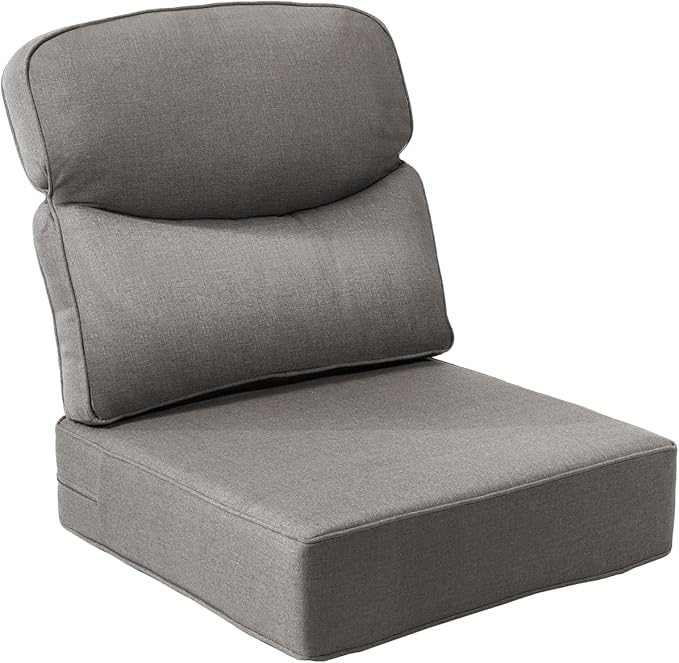 Luxury 6-Inch Outdoor Chair Cushions - 24"* 24" Patio Furniture Cushions with Dual Layer Back Support & Removable Cover, 28D High Density Sponge Patio Cushion for Outdoor Furniture Couch Grey
