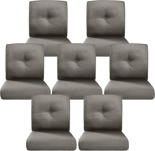 Belord Luxury 4" Thick Outdoor Cushion 7 Set - 22 x24 Inch 28D Sponge Filling Fade-Resistant Chair Cushion, Spill Proof Removable Patio Furniture Replacement Cushions for Sofa Bench Swing - Grey