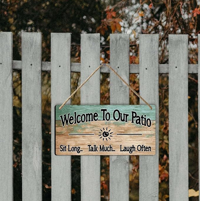 Outdoor Patio Signs For Outside Welcome To Our Patio Sign Outdoor Patio Wall Decor Personalized Wood Garden Signs For Outside Porch Sign Beach Signs 6x12 Inch