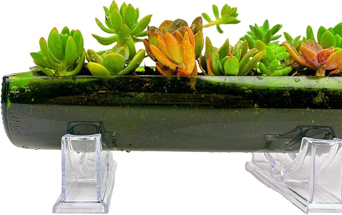 Wine Bottle Planter Vase with Stand, Wine Bottle Succulent Planter Pots for Plants/Cactus/Flower,Glass Candle Holder Vase, Glass Fruit Salad Tray, Without Plant