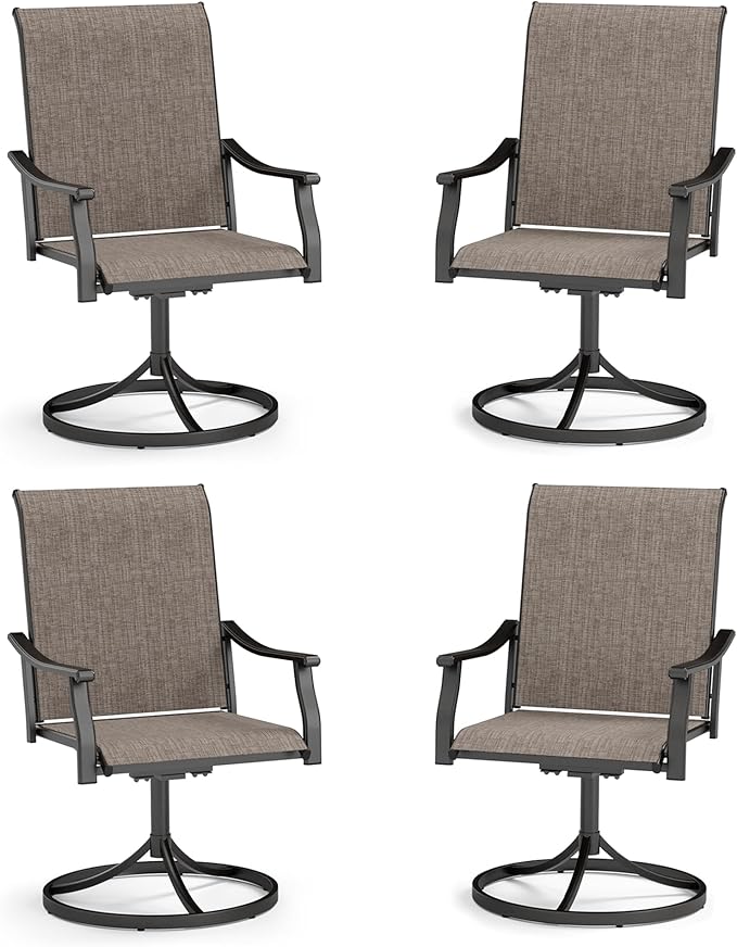 Sophia & William Patio Dining Chairs Set of 4, Outdoor Swivel Chairs with Breathable Textilene Fabric, Rustproof for Lawn Garden Support 350lbs