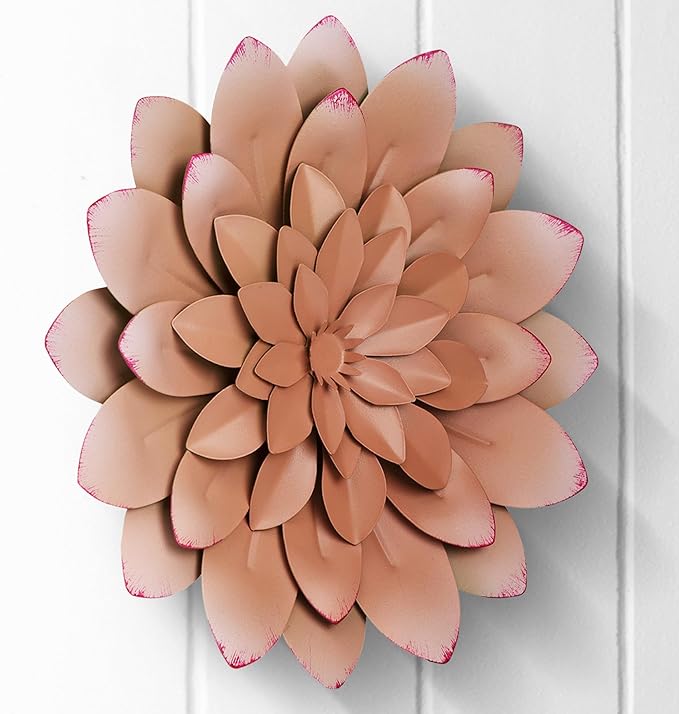 Everydecor Succulent Metal Flowers Wall Decor – Pink, Hand Painted, 3D Flower Art Decoration for Living Room, Bedroom, Kitchen, Bathroom - Floral Decor for Indoor & Outdoor Use