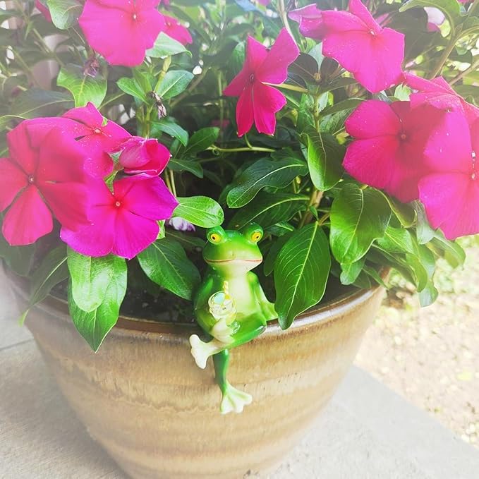 Adorable Miniature Frog Figurines - Perfect Plant Decorations for pots, Frog Garden Decor/Funny Frog Figurines for Stunning Plant and Home Decor
