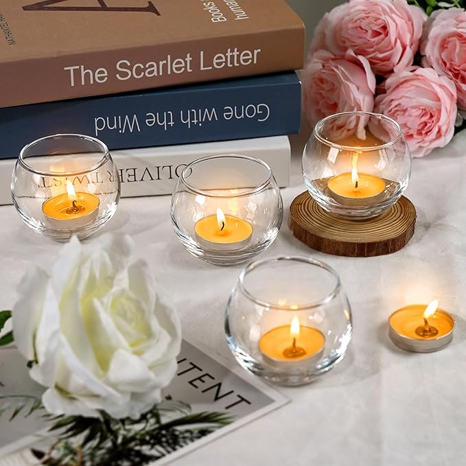 Candle Holder, Glass Candle Holder, Transparent Votive Candle Holders, Can be Used for Engagement, Wedding, Party, Gift Giving and Other Occasions Set of 6