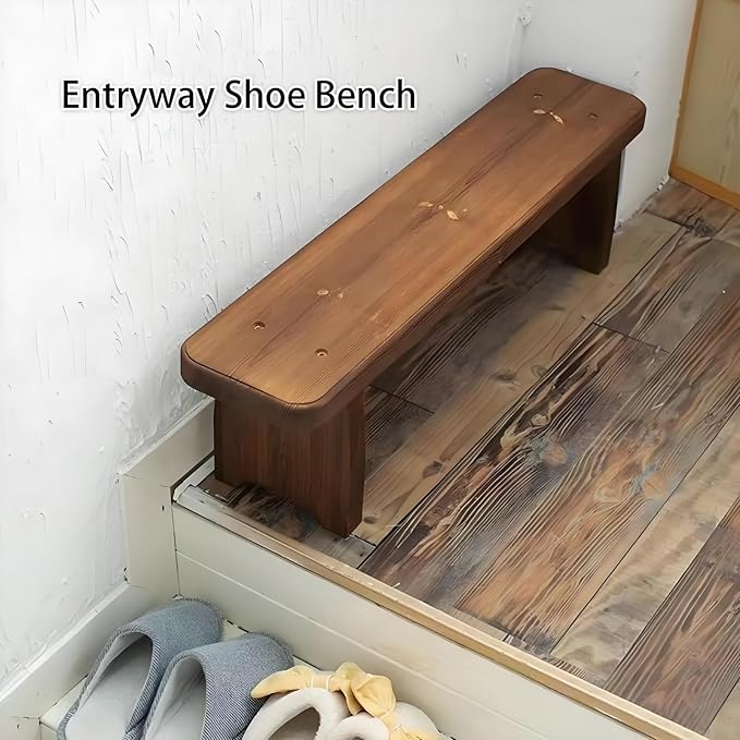 24"-59" Farmhouse Solid Wood Benches Indoor, Garden Benches for Outdoors, 5.9" 9.8" 13.8" Height Wooden Entryway Bench, Patio Plant Stand Flower Pot Display Rack(L59xW7.9xH5.9inch)