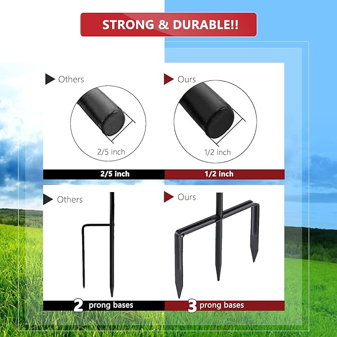 EXCMARK 2 Pack Shepherd Hook 31 inch 1/2 inch Thick Use at Weddings, Hanging Solar Lights, Lanterns, Bird Feeders, Metal Hanger Hook (Bronze, 31 inch) U.S. Patent.