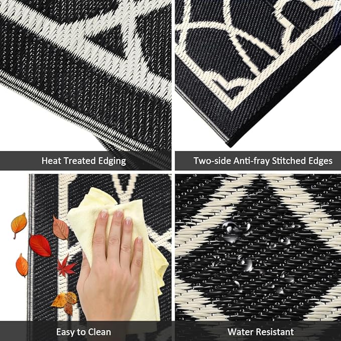 Pendolr Outdoor Rug Waterproof 8x10 ft Outdoor Carpet Patio Rug Mat Reversible RV Camping Rug Plastic Straw Rug Outside Outdoor Area Rug for Patio Deck Balcony Backyard Picnic Beach