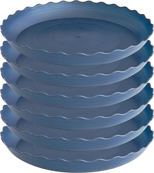 6 Pack Plant Saucer 8 inch, Heavy Duty Plastic Plant Water Tray, Planter Saucers, Flower Pot Tray Water Trays for Plant Pots (Blue)