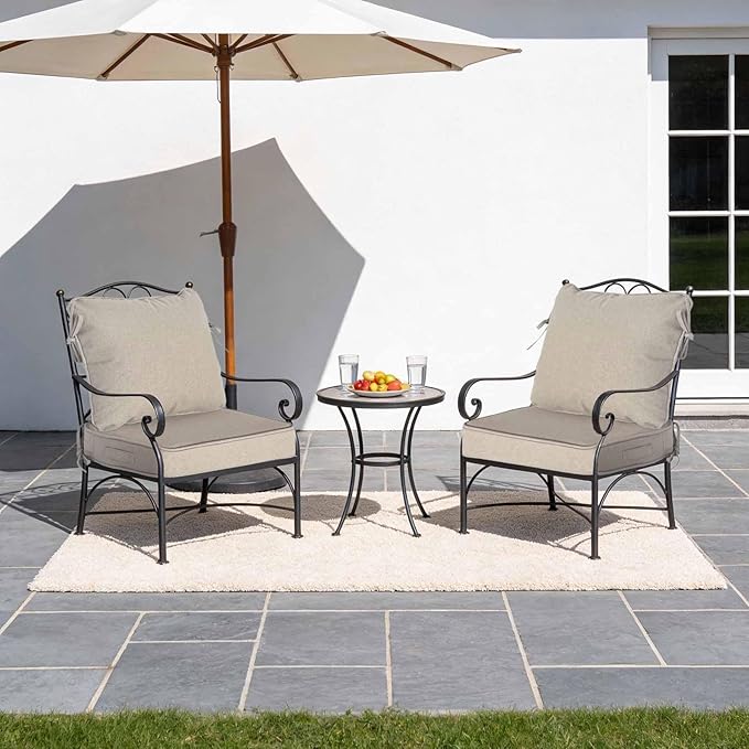 19"x19" Outdoor Universal Cushion Set of 1, Patio Cushions with Handles & Ties, Water-Proof Stain-Resistant UV Resistant Weather Resistant High Resilience Foam,Natural Linen