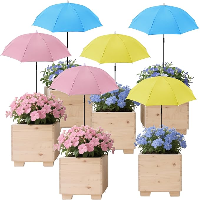 19.6''-35.4'' Plant Umbrellas for Outdoor Plants, Plant Shades for Outdoor Plants Adjustable Height with Three-Point Stands Umbrella for Plants Sun Shade for Plants, Flower, Potted Plant, Garden