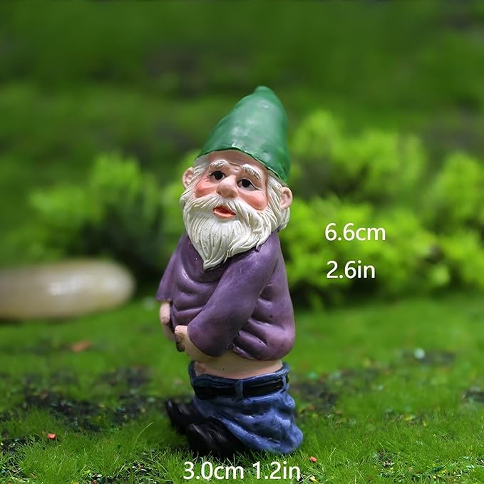Miniature Garden Gnome Set with Campfire, 4 Piece Funny Gnome Figurines, Decorative Outdoor and Indoor Plant Pot Ornaments