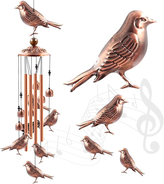 Wind Chimes Outdoor Clearance, Ukulork Birds Aluminum Tube Windchime with S Hook,Patio Garden Decor, Housewarming Gift.