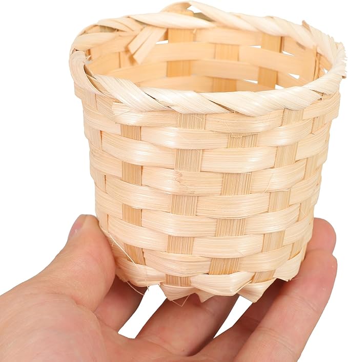 DOITOOL Mini Woven Basket 5PCS Small Woven Basket Without Handles, Miniature Dollhouse Picnic Mini Wicker for Fairy Garden Dollhouse Accessory, 9x9x7.5cm