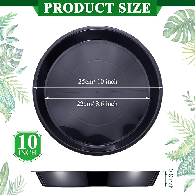 Sawysine 30 Pack Plastic Plant Saucer Round Drip Trays Black Flower Pot Saucers Thick Plant Dish Sturdy Water Tray Heavy Drainage Potted Container for Indoor Outdoor Garden (10 Inches)