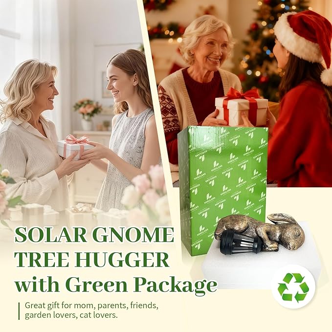 Solar Garden Statue Rabbit Outdoor Decor, Bunny Figurines with Solar Lantern, Yard Decorations for Patio Balcony Yard Lawn Ornaments - Unique Birthday Easter Housewarming Gifts for Women, Mom, Grandma