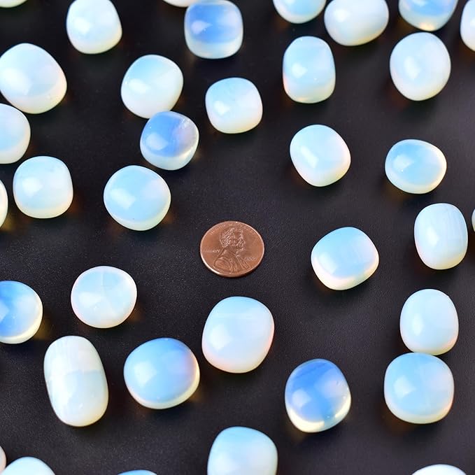 Opalite Healing Crystal Stone Set - 24 Pieces, 0.6" Polished Stones for Healing, Meditation, Reiki, Chakra, Crafting & Decoration