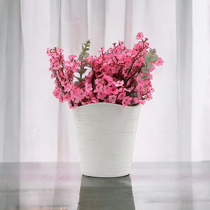 Hosley Set of 2 White Wall Planter with PVC Linner 6.25" L x 4" W x 10" H, Ideal Gift for Floral Arrangements Wedding Home Office Party DIY Indoor Outdoor Garden Patio