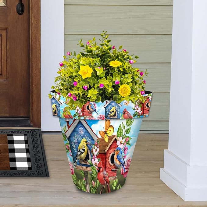Briarwood Lane Spring Planter 14" x 15" x 15" Floral Birdhouses Large for Spring Planter