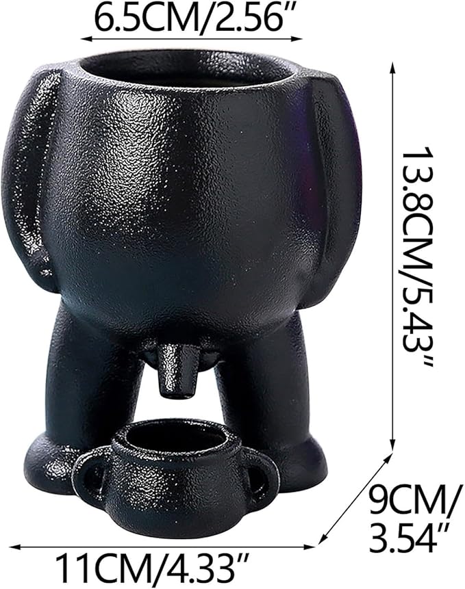 Ceramic Funny Plant Pots Piss Pot Planter Novelty Gift Tabletop Peeing Planters Small Flower Pots Vase with Drainage Hole for Plants Flowers Home Office Garden Decor, Black