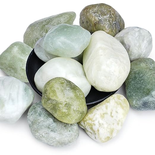 20 lbs Jade Pebbles for Indoor Plants, 2-3 Inch Polished River Rocks, Decorative Garden Rocks Outdoor Landscaping, Large Natural Stone for Walkways, Yard, Vases, Crafts