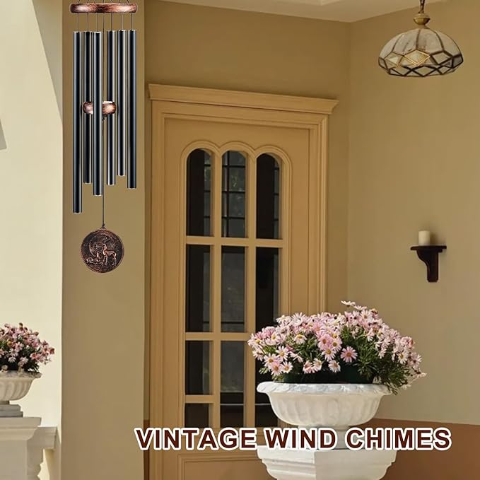 Wind Chimes for Outside, Vintage Deer Deep Tone Wind Chime Outdoor Clearance, Patio Porch Balcony Decoration, Garden Hanging Decor for Women Mom Grandma (32" Deer)