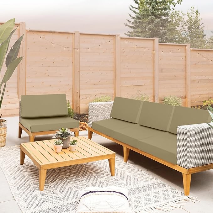 Outdoor Cushions for Patio Furniture, Outdoor Seat and Back Cushion, Waterproof Hampton Bay Deep Seat Replacement Couch Cushions for Garden Lawn, 28.5x28.5 Khaki