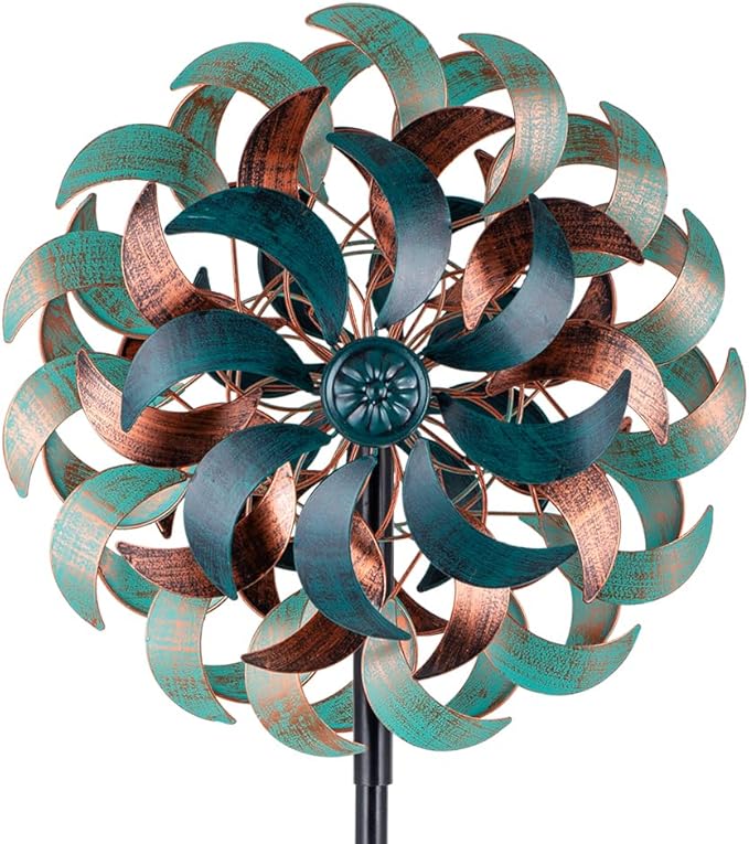Stargarden Wind Spinners for Yard and Garden,Metal Wind Sculptures & Spinners, 6 Layers Windmill with Sturdy Stakes, Metal Yard Art Decoration
