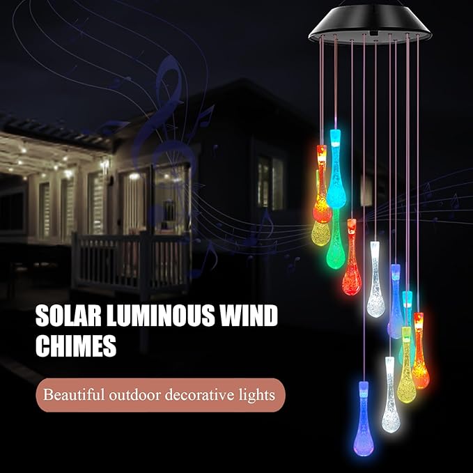 Bolunlun Solar Wind Chimes, Garden Outdoor Decorative Color-Changing Lights, is The Best Gift for mom, Grandma, Children