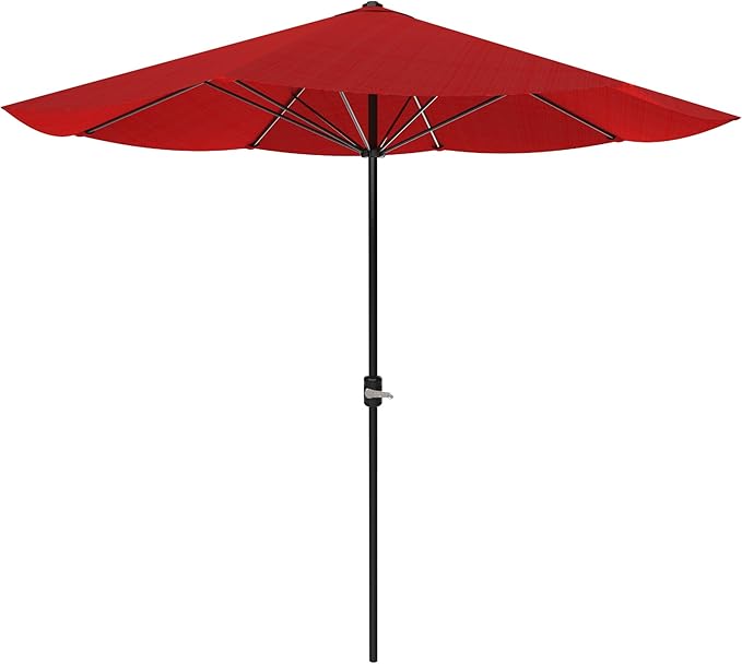 Pure Garden Patio Umbrella with Vented Canopy - 9 Ft Easy Crank Outdoor Umbrella for Shade - For Deck, Balcony, Porch, Backyard, or Pool (Red)