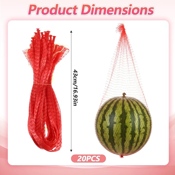 20PCS Fruit Hammock Melon Hammock 17 Inches Watermelon Nets for Watermelon Honeydew Melon Cucumbers Trellis Vertical Garden Grow