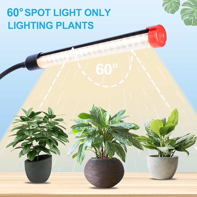 6Head Grow Light on Stand for Large and Tall Indoor Plants, Bonsai Tree, Bright and Big Coverage Plant Growing Lamps, 4/8/12/16/20H Timer, 54 Watt Power Draw, NO Need Adapter, 360° Gooseneck