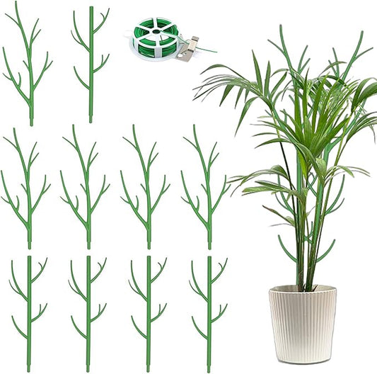 Orgrimmar 10 Pack Monstera Plant Support Stakes Adjustable Length with Green Ties for Indoor Outdoor Climbing Plants